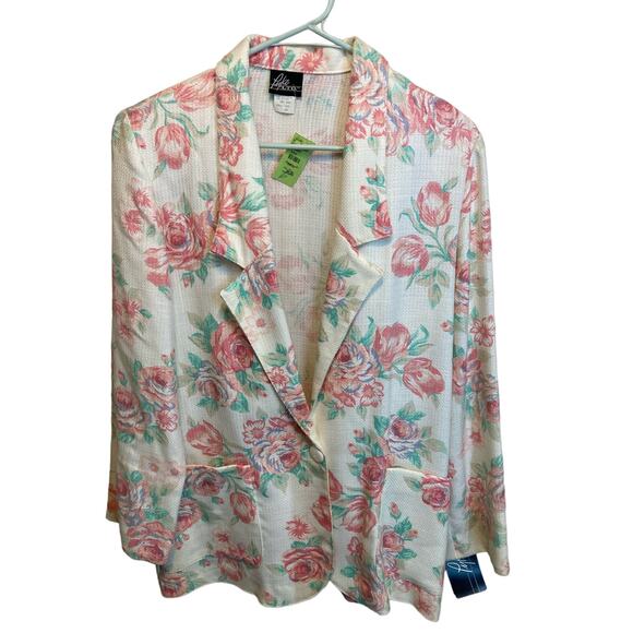 Vintage 90s Pyke Floral Oversized Blazer Jacket Deadstock Lightweight Size 8 - Picture 1 of 13